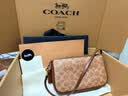 蔻驰（COACH）新款女士经典标志PLAZA手袋单肩包老花拉链女包轻奢通勤包包 B4/棕黄色 棕色 实拍图