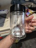 富光双层玻璃杯商务泡茶杯子 大容量男女耐热办公水杯带把黑色320ml 实拍图