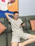猫人（MiiOW）男士睡衣100纯棉新疆棉纱2026新款夏季短袖长裤两件套薄款家居服 杏色/推荐款 【粗感棉纱舒适安心】 L 【推荐体重120-140】 实拍图