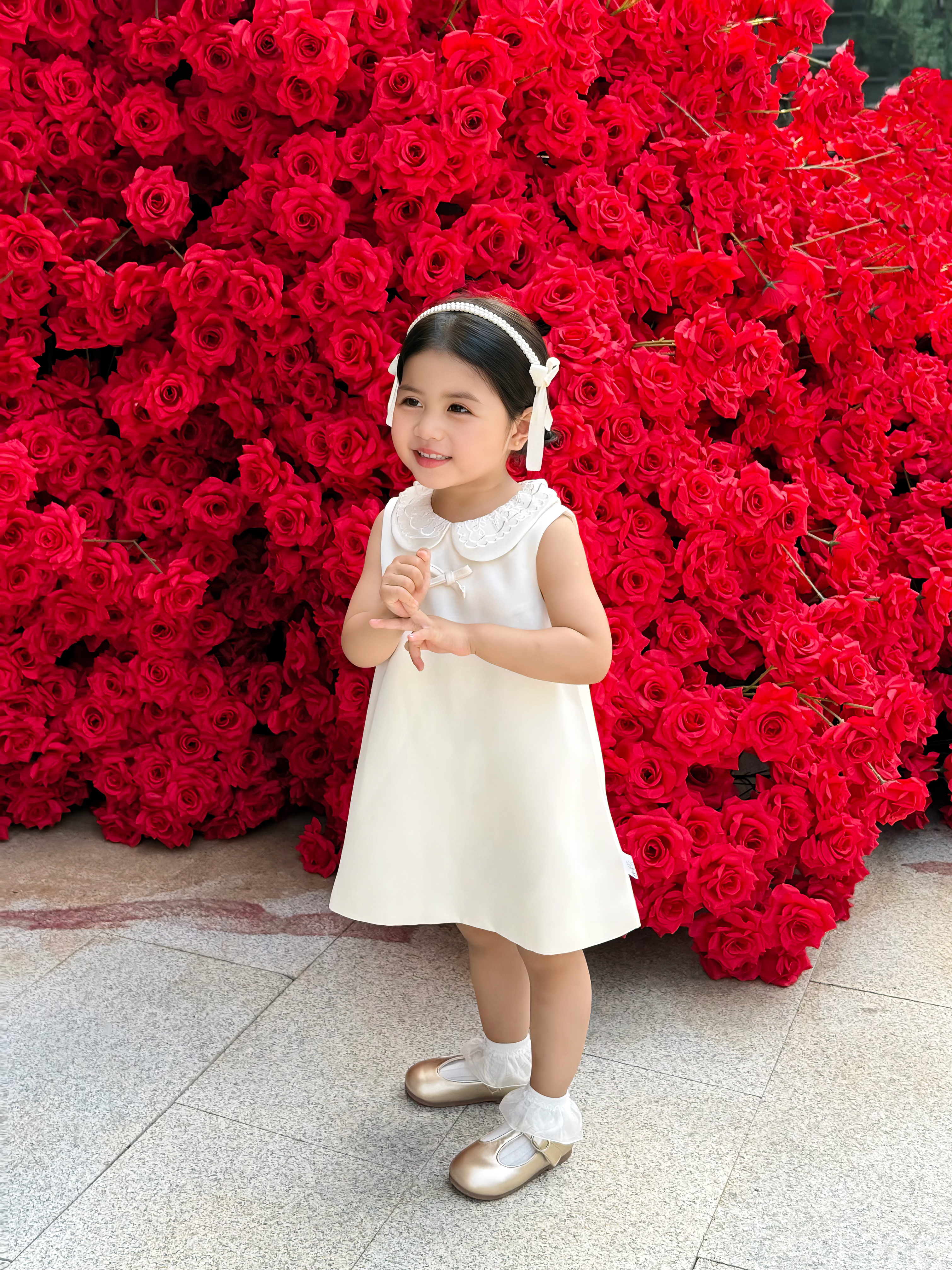木本尚女童秋装公主裙婴幼儿宝宝连衣裙周岁礼服生日裙子洋气新款 M25X2406 米白色单裙子 90 cm 实拍图