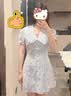UR2026夏季新款女装休闲甜美樱桃刺绣条纹超短连衣裙UYL760005+ 实拍图