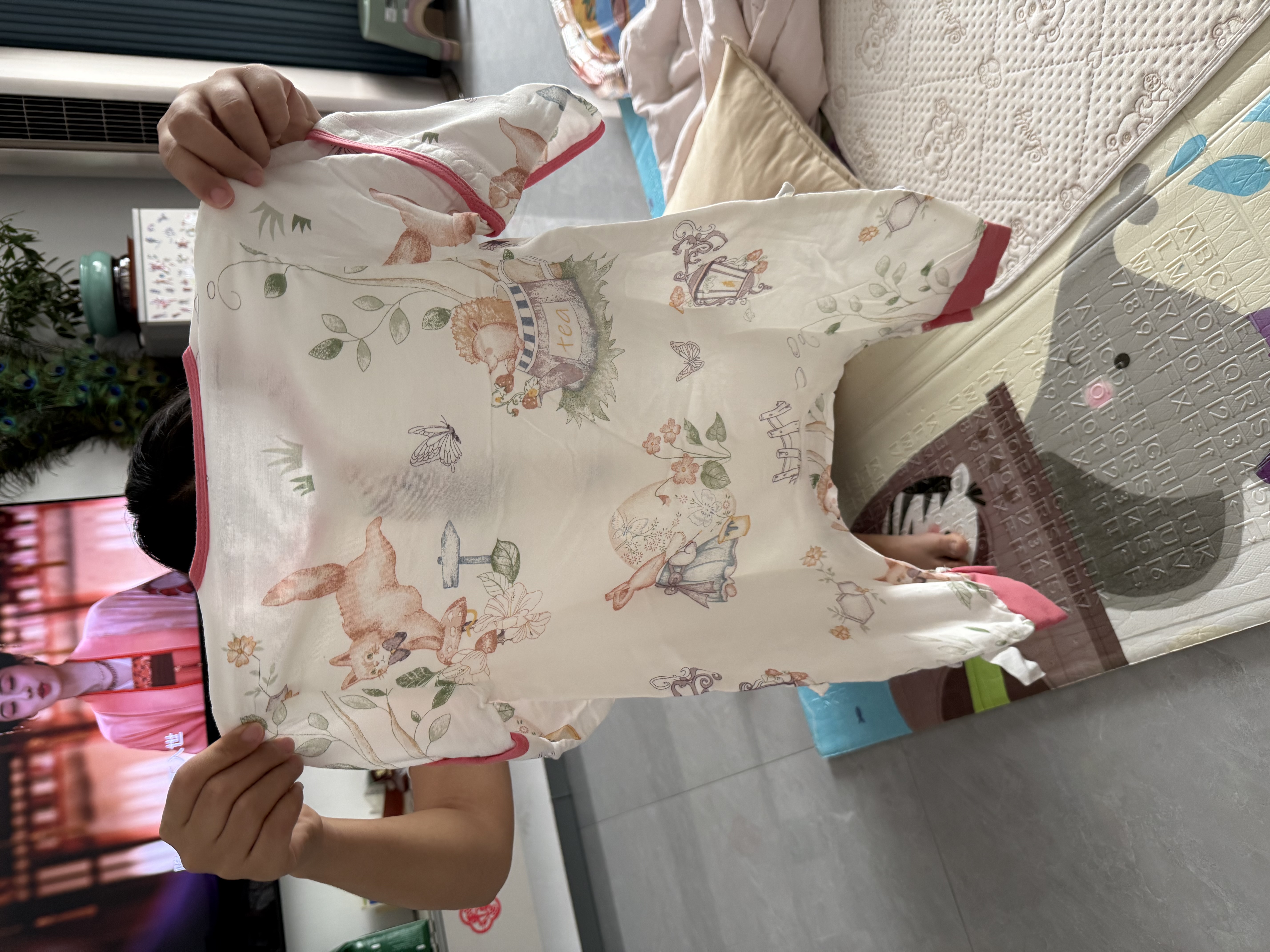 贝肽斯婴儿睡袋夏季竹棉纱布宝宝睡衣分腿儿童防踢被睡袋前4后2乔兔 S 实拍图