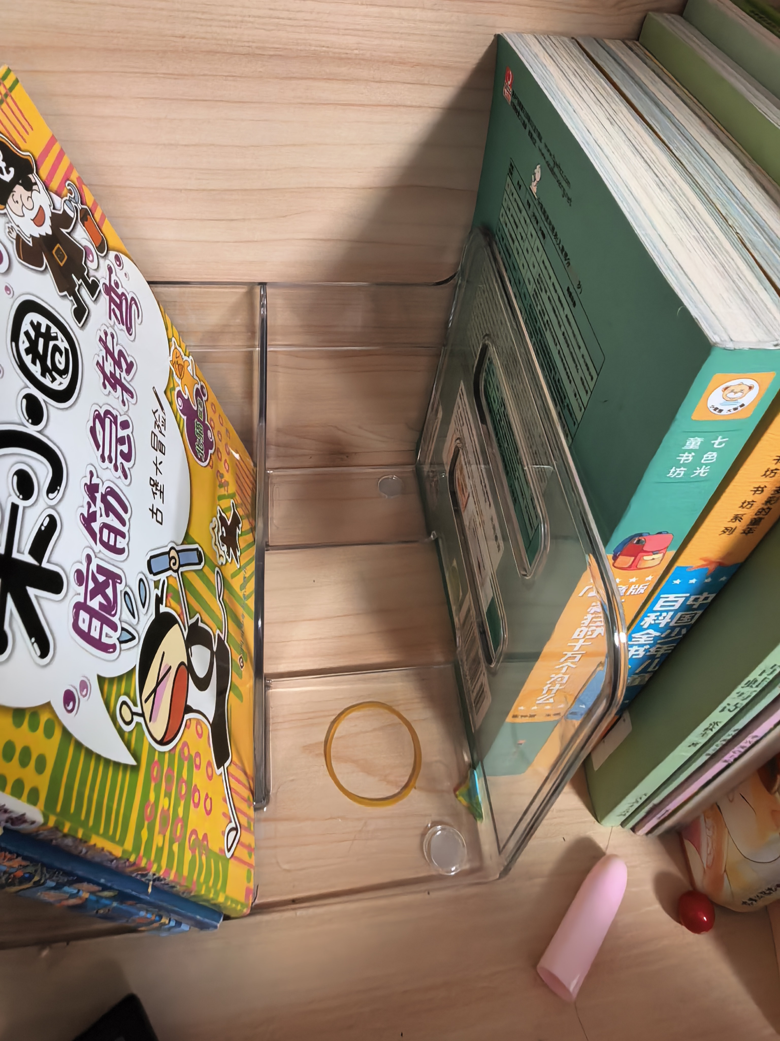 得力（deli）多功能四联书立架 创意收纳盒文件框办公室抽屉式置物架书架书挡 学生/办公学习用品 透明 TB104 实拍图