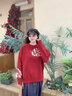茵曼（INMAN）毛衣女图案套头毛衣2025春秋季新款女装休闲针织上衣 红色 S 实拍图