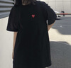查尔斯桃心【王楚然同款】短袖T恤男女同款小爱心刺绣纯色打底衫 黑色 L 实拍图