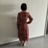 尚都比拉春秋中长款印花红色连衣裙气质女神范显瘦度假裙子 红花 L  实拍图