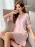 猫人睡裙女夏季带胸垫性感仿真丝吊带裙诱惑蕾丝家居服卡其2XL 实拍图