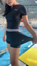 361°泳衣女士分体短袖平角遮肚显瘦保守泳装大码游泳衣泡温泉女 实拍图