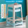 茶花（CHAHUA）塑料凳子时尚创意椅凳加厚方凳弧形塑料条纹高凳可叠加 【浅咖色】条纹高凳 46.6cm 【2个装】 实拍图