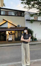 韩璐娇（hanlujiao）休闲裤女装夏季2026新款气质显瘦通勤穿搭衣服运动冰丝阔腿裤子女 灰色衣+卡其裤子 M （建议96-108斤） 实拍图