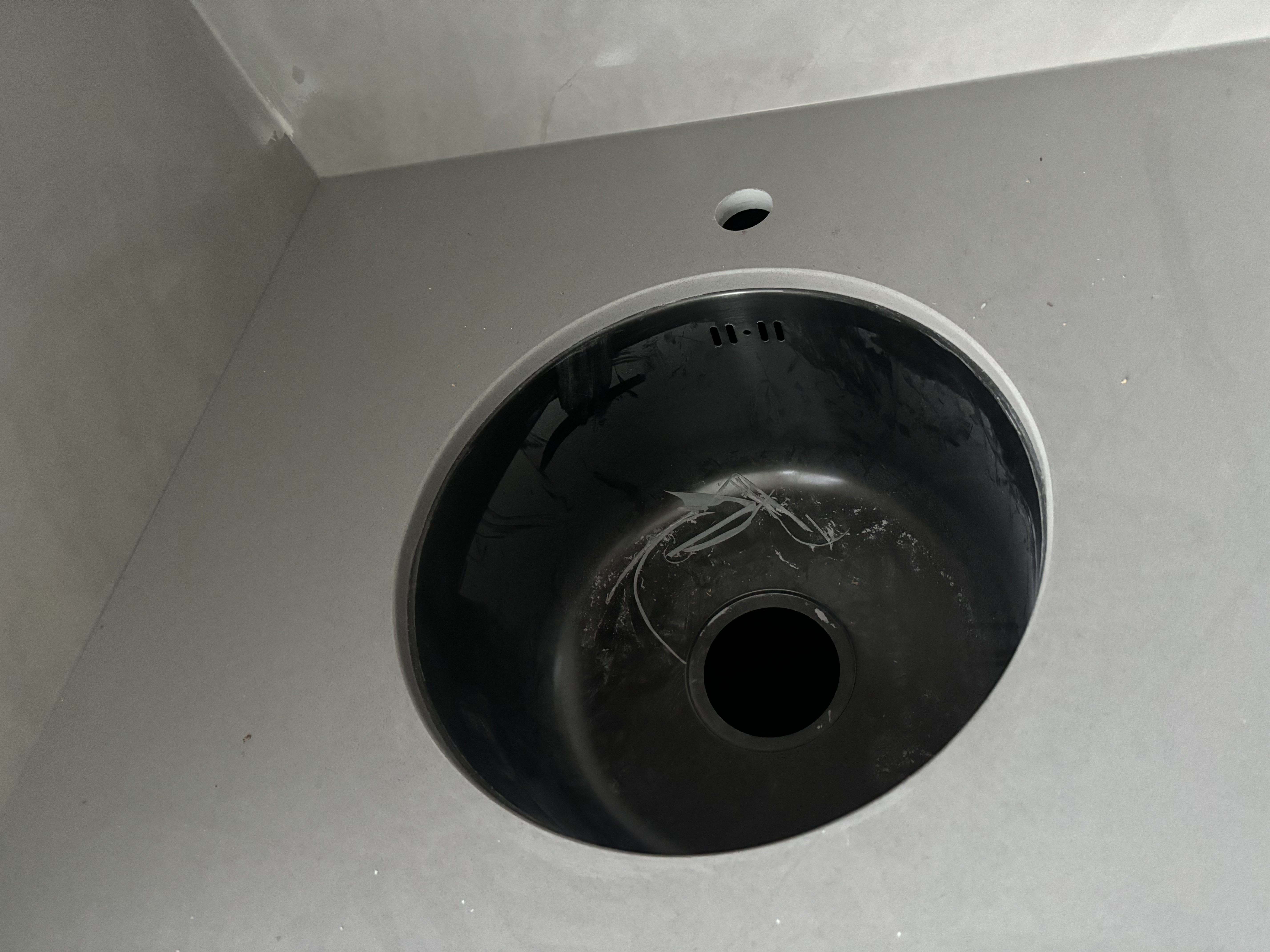 淼源圆形小水槽阳台吧台迷你水斗小尺寸茶水吧台中岛台厨房洗菜盆单槽 枪灰色款 配【圆抽拉龙头】 圆盆【外直径360mm】 实拍图