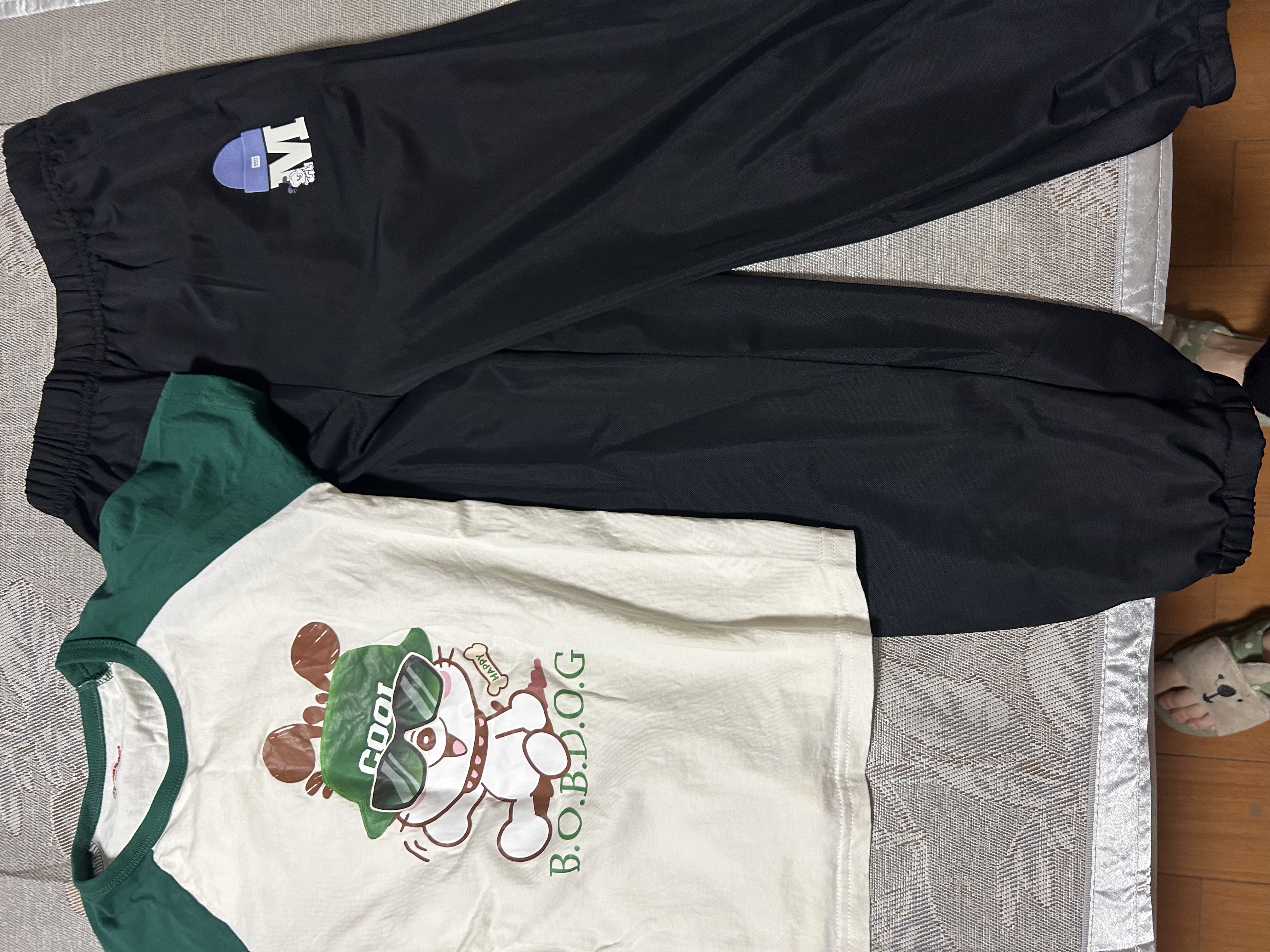 巴布豆（BOBDOG）儿童套装2026新款夏季童装帅气纯棉短袖男童速干裤子夏装白+黑140 实拍图