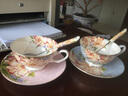品来运陶瓷茶杯欧式骨瓷咖啡杯套装下午茶具创意英式红茶杯田园风情水杯 蓝色妖姬杯碟+勺（内花款） 实拍图
