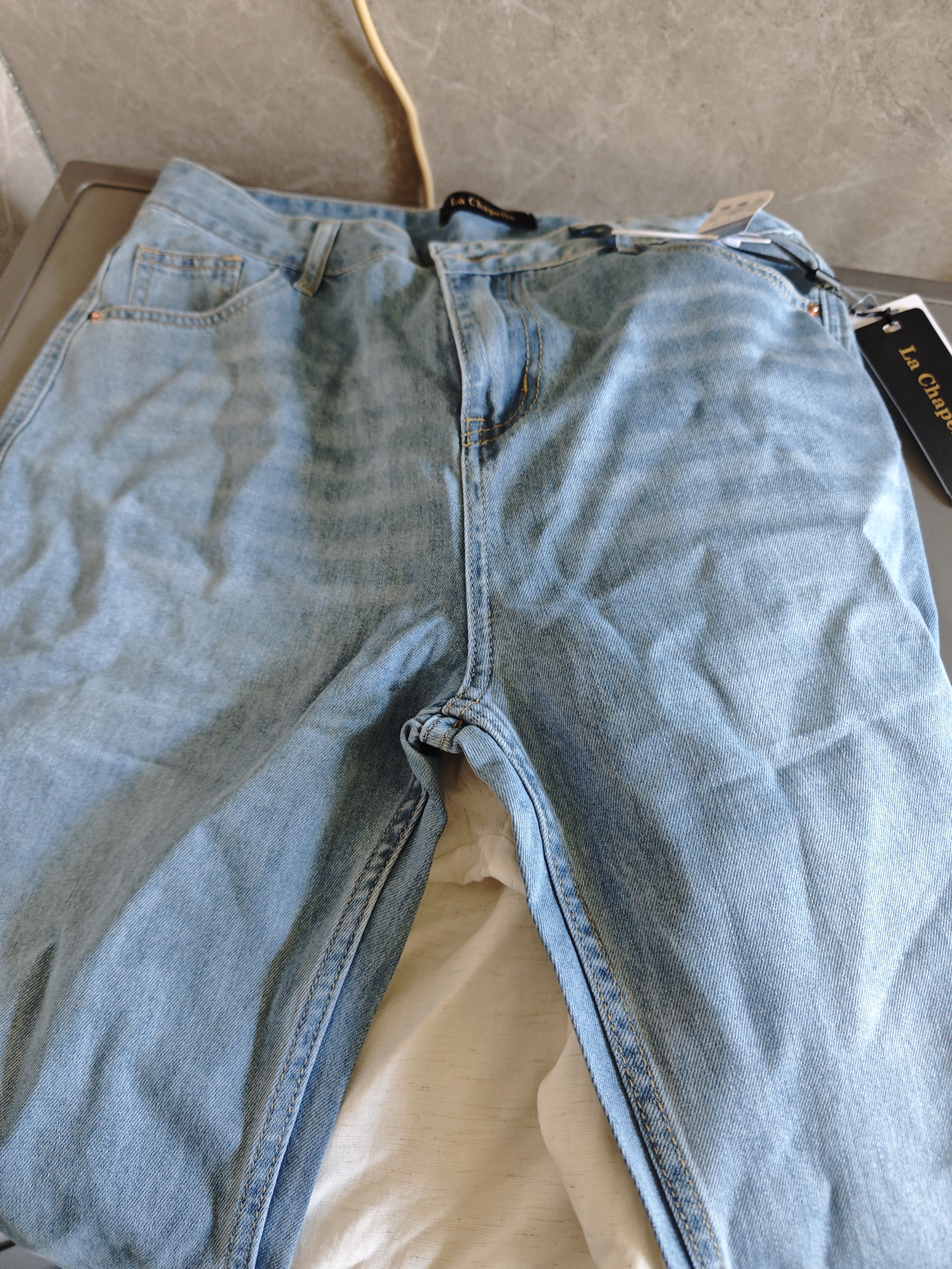 拉夏贝尔阔腿牛仔裤女春夏薄款天丝高腰显瘦直筒裤 浅蓝色【小个子】 2XL 实拍图