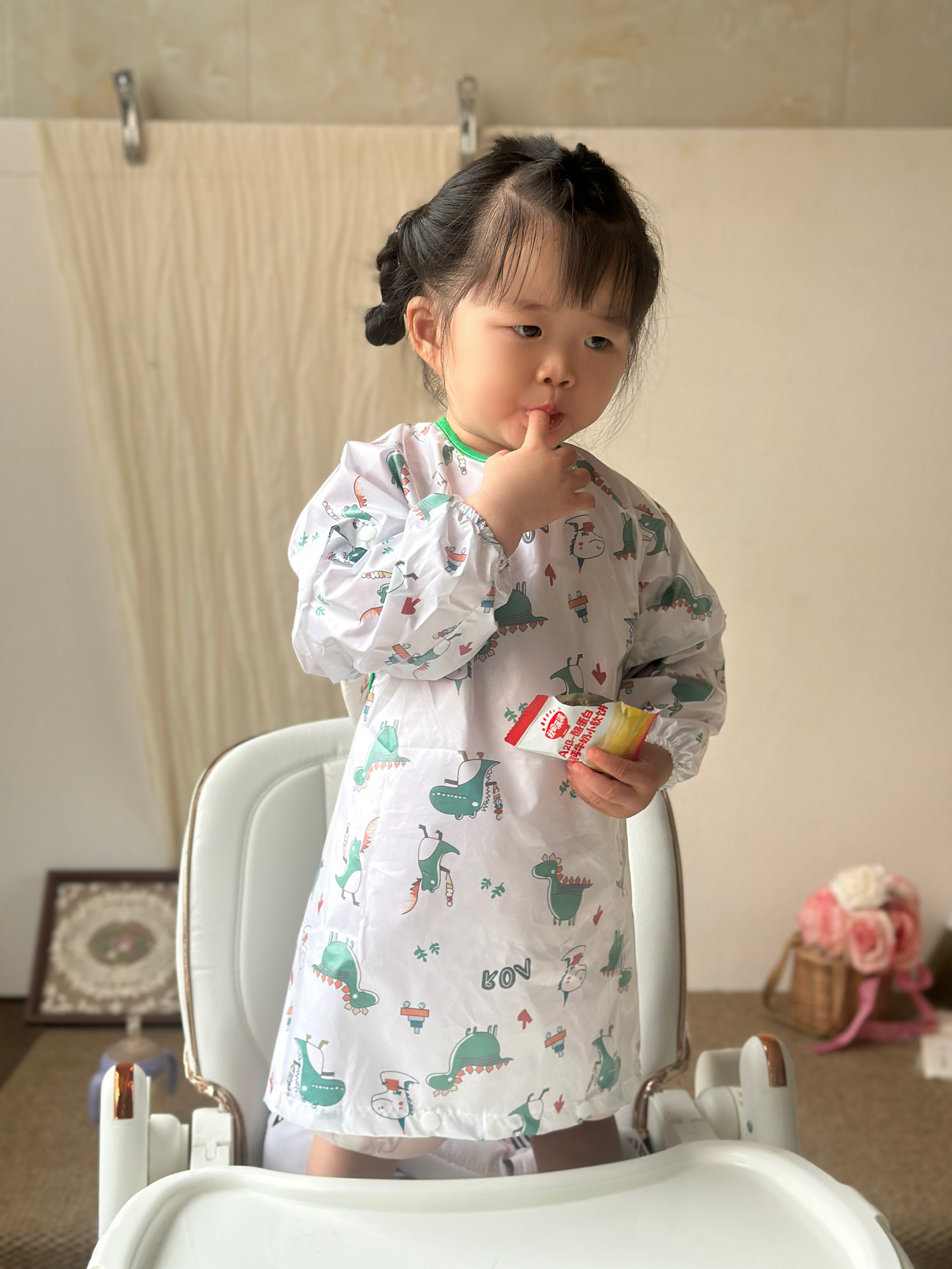 葆氏一体式餐椅罩衣可拆卸袖子防水隔污儿童吃饭辅食防脏宝宝围兜 实拍图