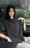 Shelley Jones黑色冰丝短袖衬衫男夏季薄款凉感半袖衬衣韩系痞帅高级感正肩上衣 黑色 【高品质】 XL 身高175-180cm体重140-155斤 实拍图