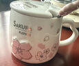 贝瑟斯马克杯 陶瓷杯喝儿童水杯子咖啡杯樱花浮雕杯带盖家用儿童水杯子 实拍图