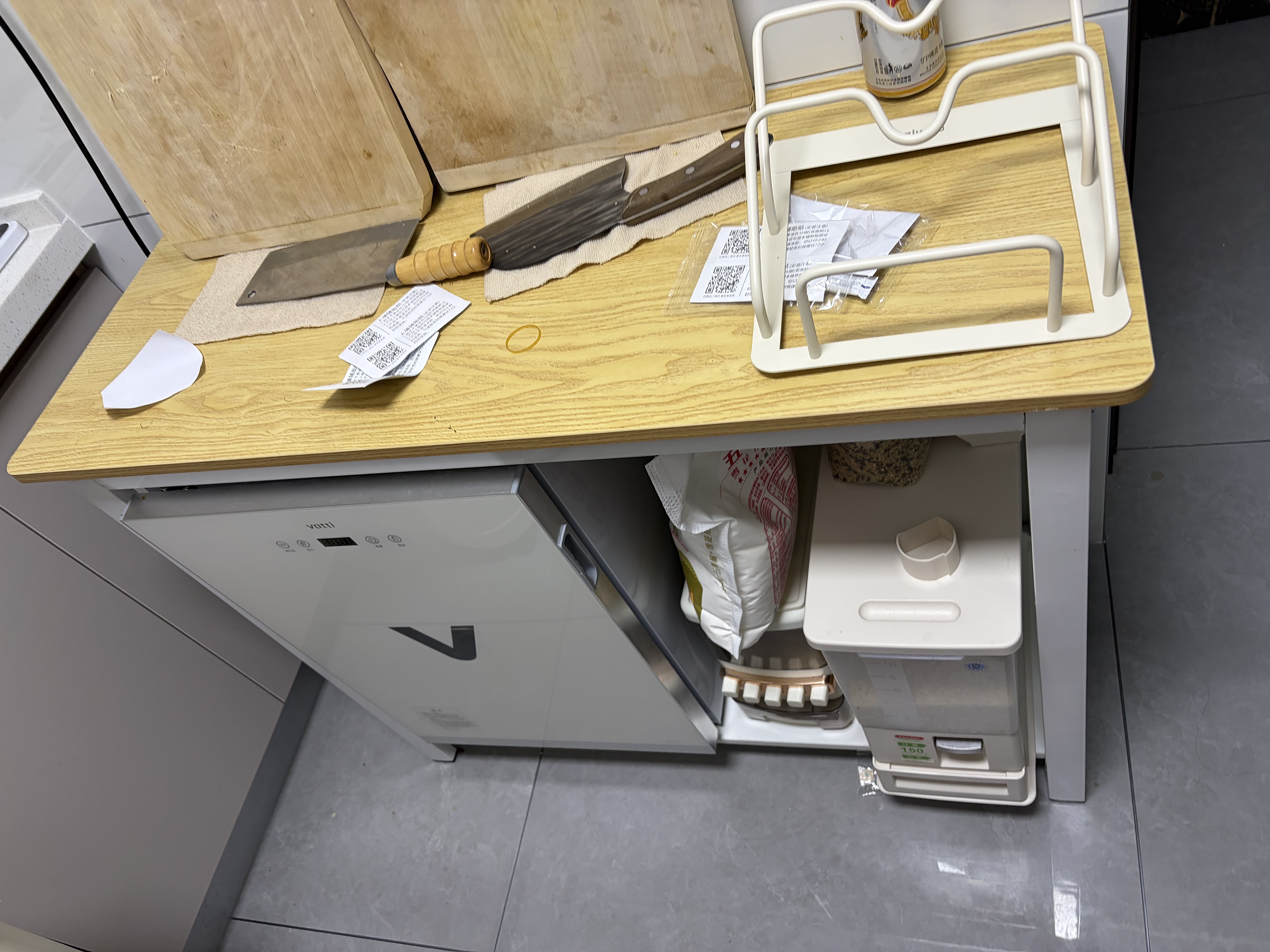 全品屋厨房置物架落地多功能切菜桌子多层餐边锅具置物收纳柜橱柜窄边柜 【橡木色台面】可切菜剁肉 三层长100宽40 实拍图