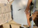 猫太子护栏坐姿矫正器儿童防低头神器写字矫正器小学生弯腰驼背幼儿姿势学习纠正阅读支架读写台 台灯蓝 实拍图