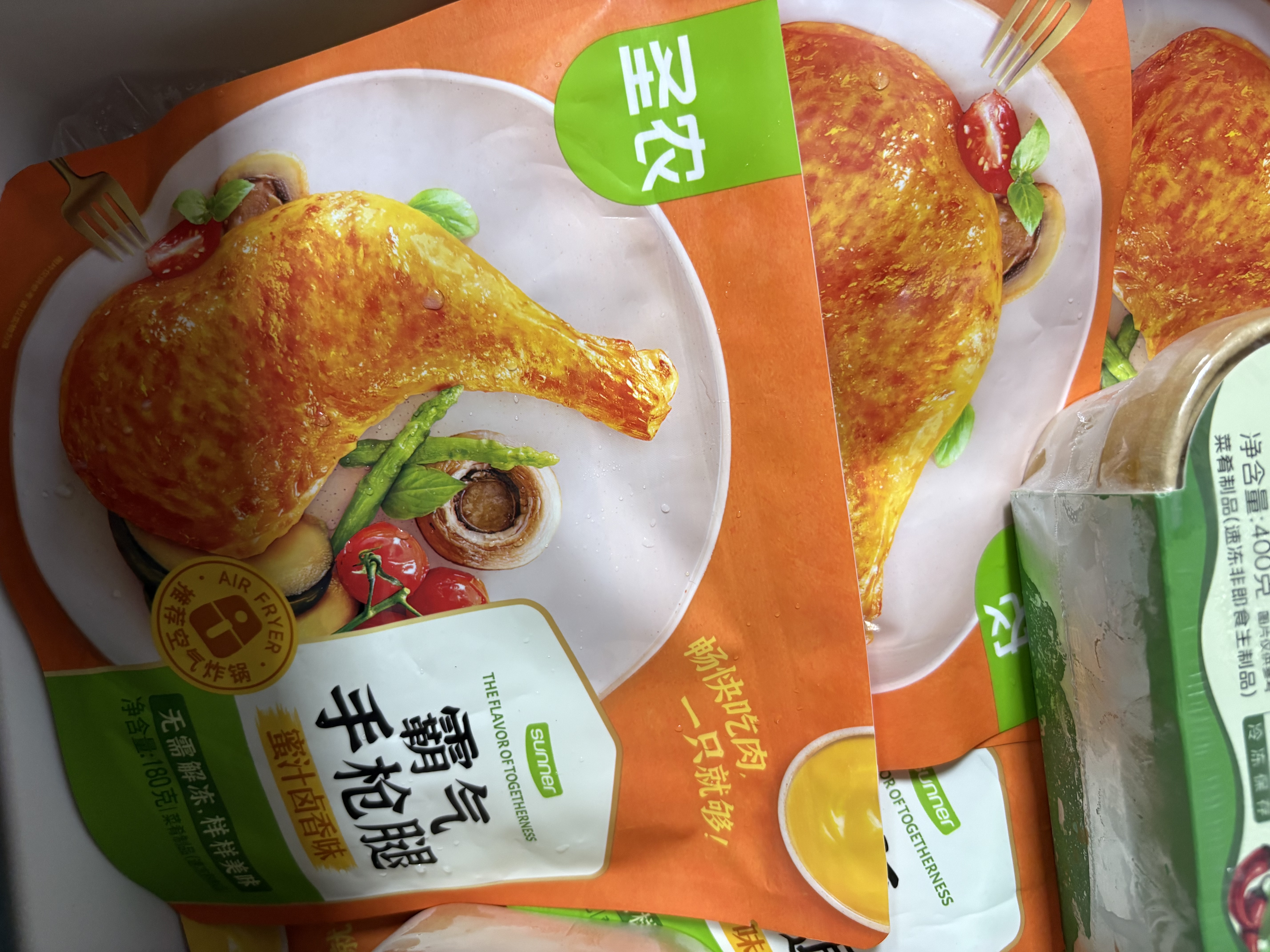 圣农 霸气大鸡腿即食鸡全腿蜜汁麻辣卤香风味烤鸡腿微波即食冷冻食品 蜜汁卤香大鸡腿11包+洋葱圈3包 实拍图