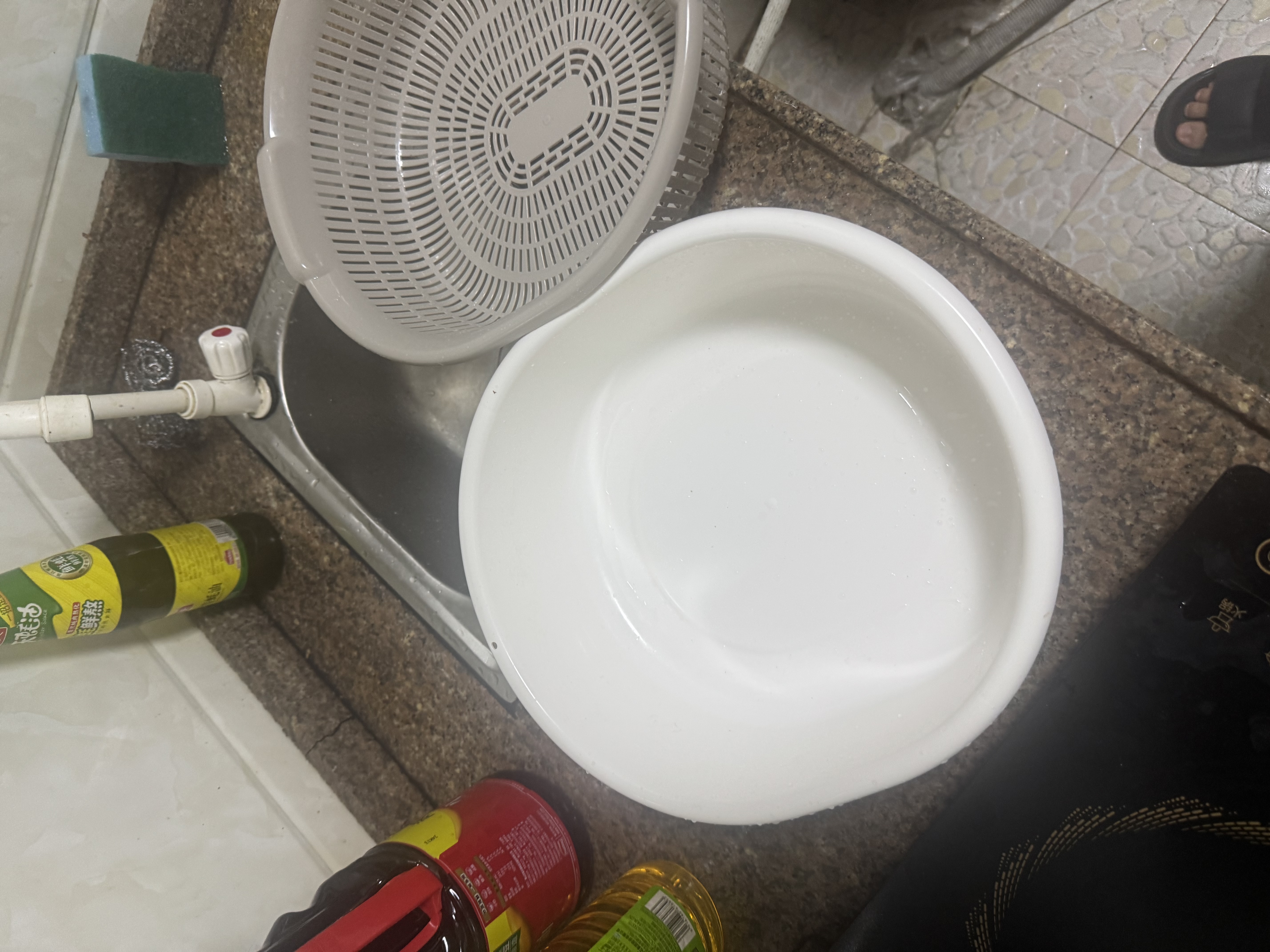 JEKO&JEKO洗菜沥水篮厨房家用食品级洗水果盆装水果盘塑料双层椭圆形 灰白 实拍图