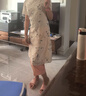 尚都比拉新中式立领盘扣旗袍改良版花瓣袖雪纺碎花连衣裙夏季 杏底花色 M  实拍图