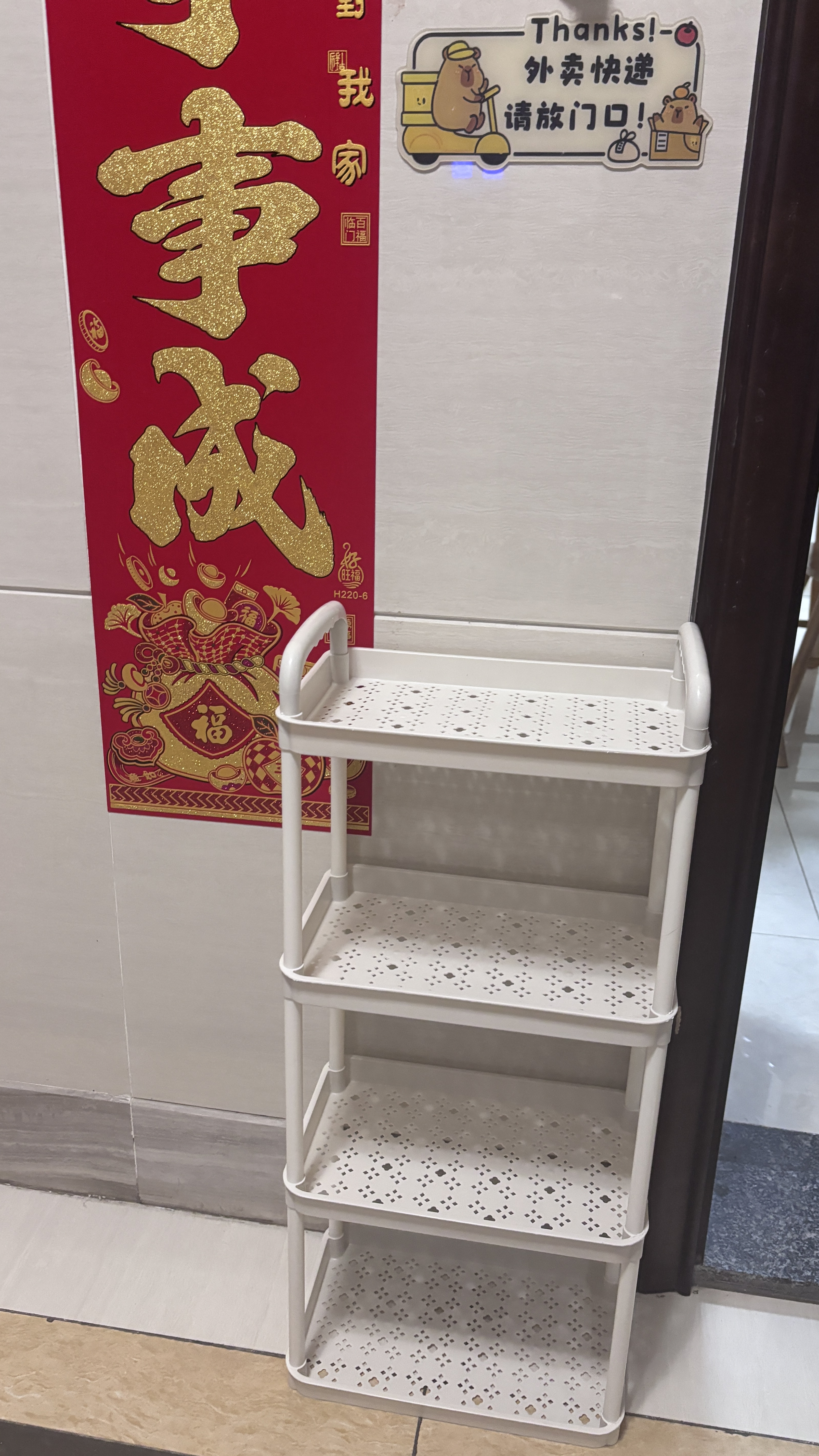 喻品小推车置物架厨房卧室落地多层零食婴儿用品收纳架宿舍ZW52四层米 实拍图