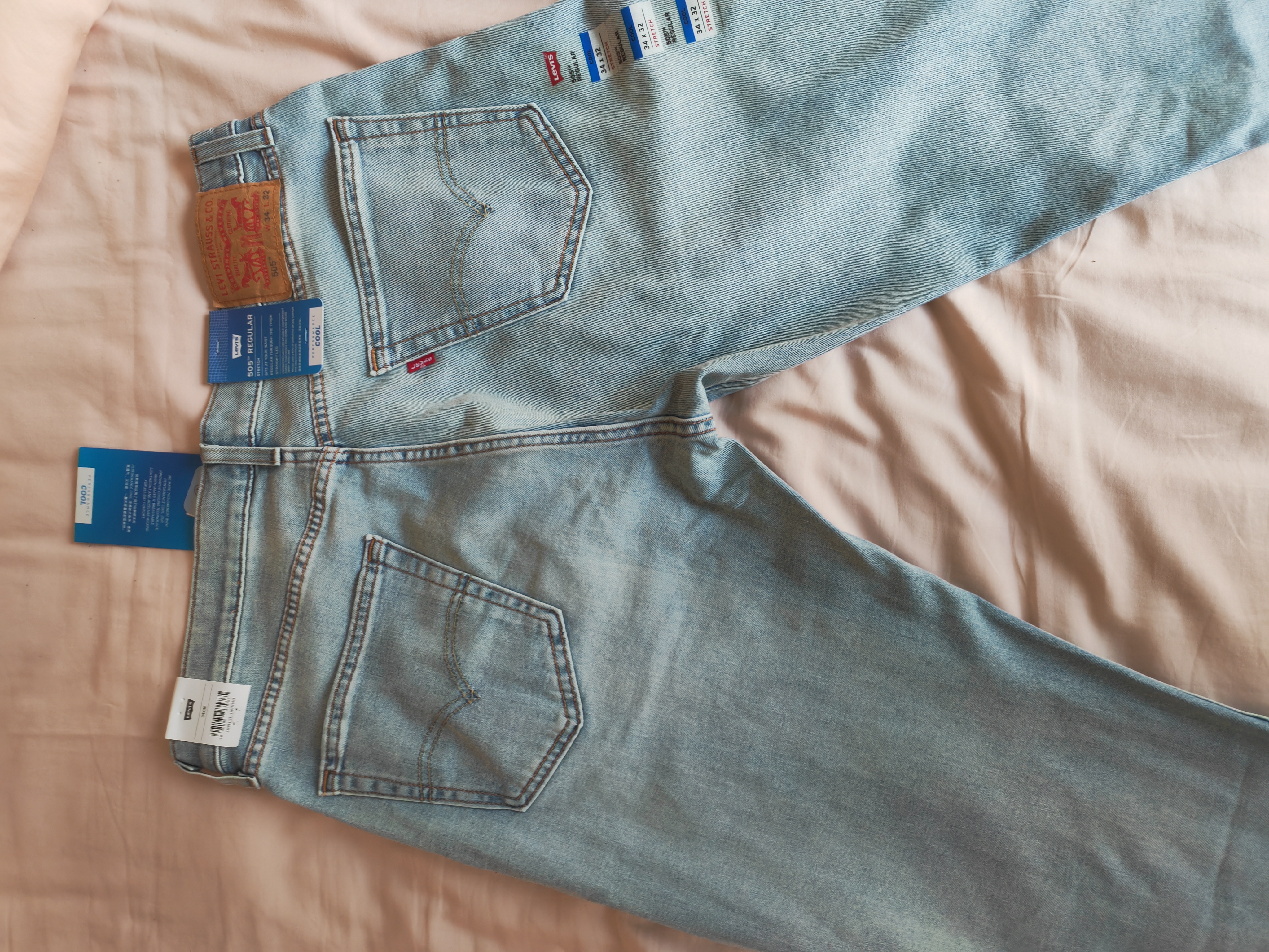Levi's李维斯冰酷系列26年春夏新款牛仔裤男直筒凉感防晒夏薄款505裤子 浅蓝色 34 (32) 实拍图