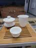 金镶玉 盖碗功夫茶具三才盖碗 羊脂玉德化白瓷泡茶杯碗 初夏120ml 实拍图