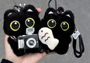 Murcia可爱呆萌抱小鱼大眼黑猫挂件毛绒玩偶情侣包挂件创意小黑猫钥匙扣 实拍图
