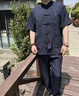 罗蒙（ROMON）唐装男装中老年人国风衣服爸爸夏季套装爷爷冰丝短袖父亲节礼物 深灰色套-装 XL （建议140-155斤） 晒单实拍图