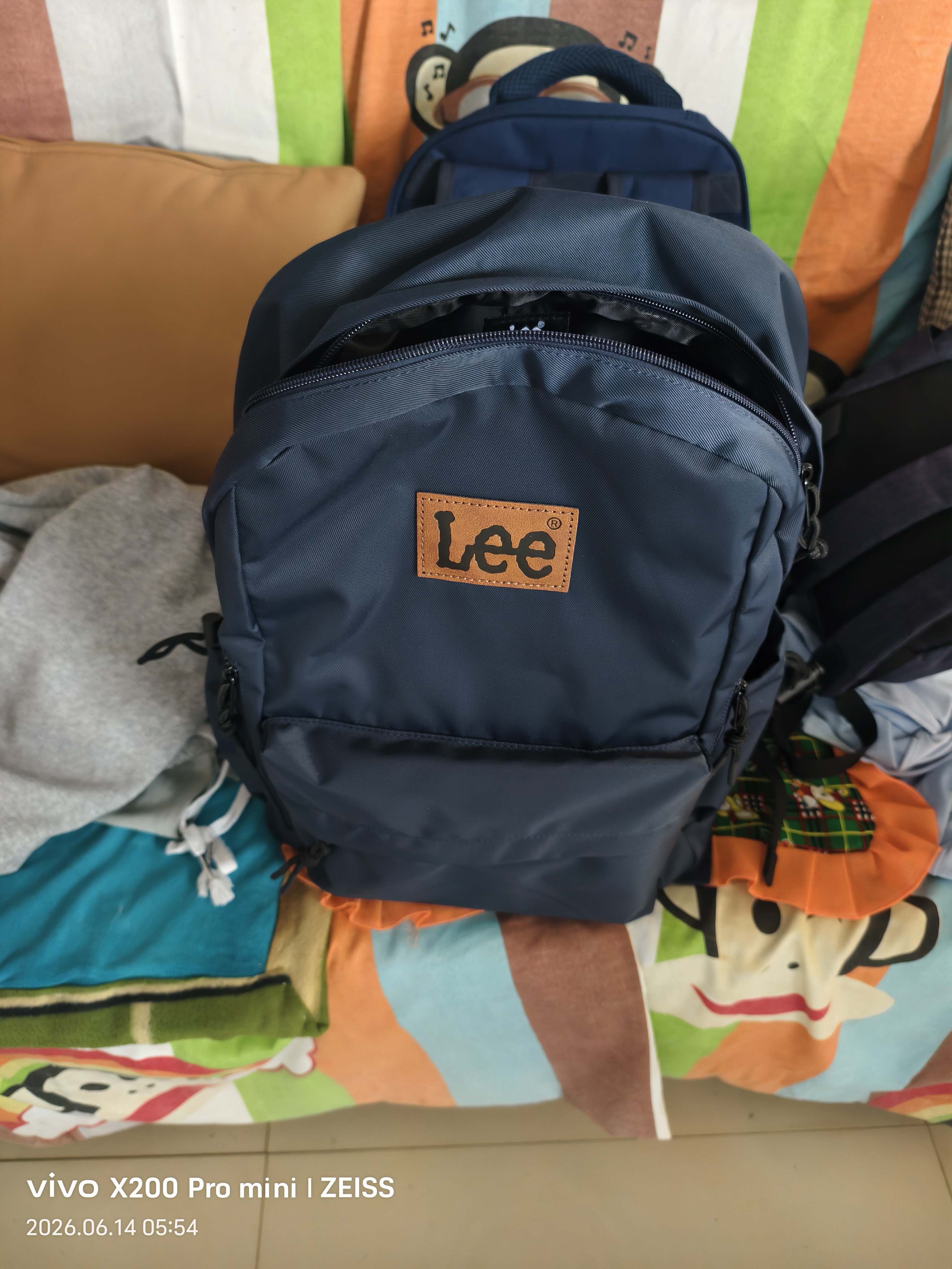 Lee双肩包男潮牌大容量电脑包初高中旅游背包大学生书包女 藏青色 实拍图