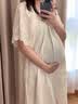 革曼孕妇装夏装宽松大码上衣遮肚子夏季裙子泡泡袖孕妇连衣裙夏天裙子 米白色 L(建议110-130斤) 实拍图
