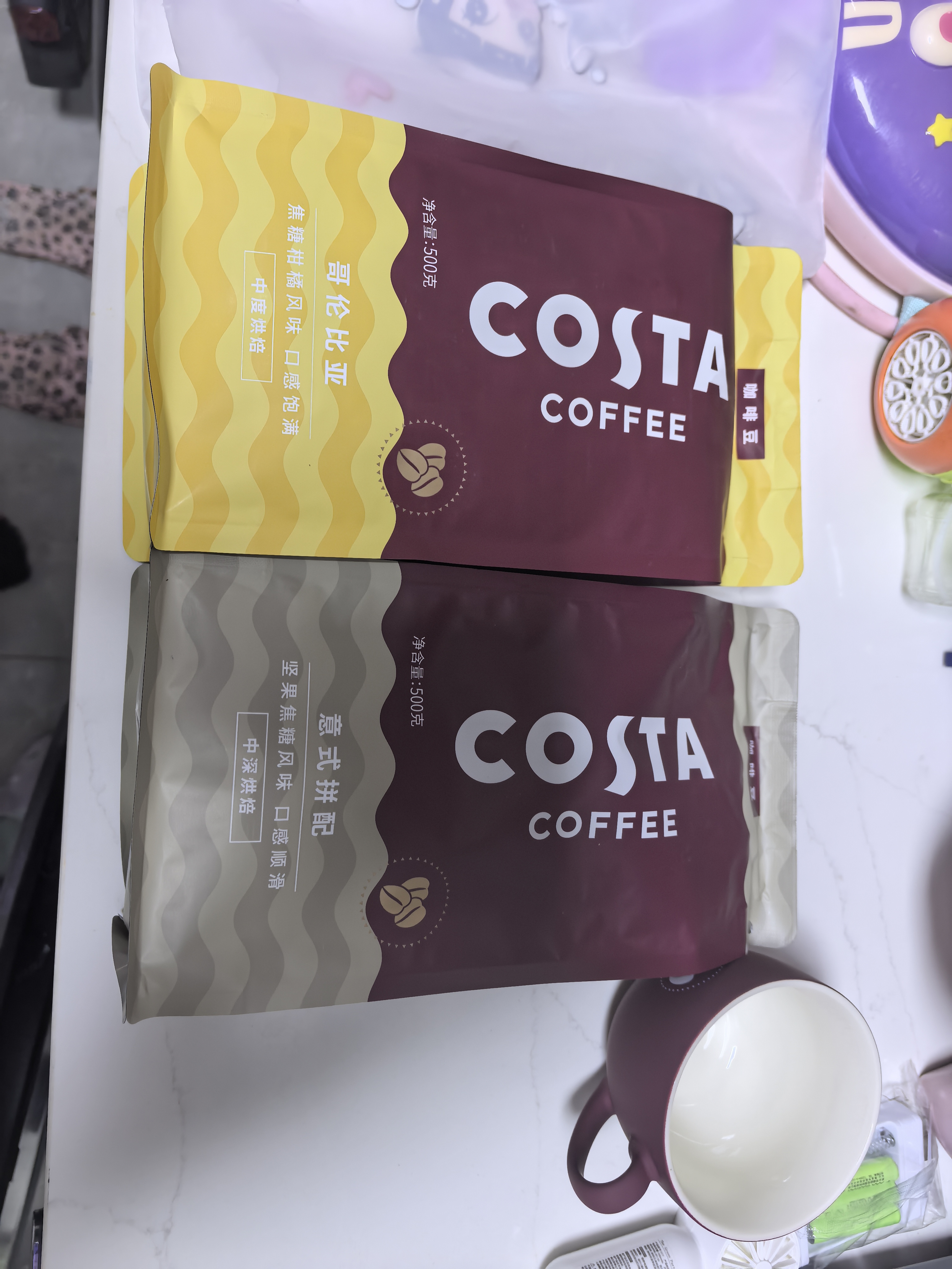 COSTA咖啡豆意式拼配+哥伦比亚单品豆手冲油脂丰富组合手冲黑咖啡1kg 实拍图
