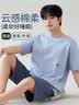 浪莎男士睡衣男夏季棉质薄款舒适可外穿家居服宽松套装2026新款蓝色 实拍图