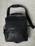 酷咖单肩包男士软皮斜挎包新款出差办公商务背包大容量休闲竖款公文包 黑色 实拍图
