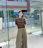 ELLE格雷系高腰宽松显瘦西装裤女2026夏季新款显瘦垂坠感阔腿裤 深灰 XL 实拍图