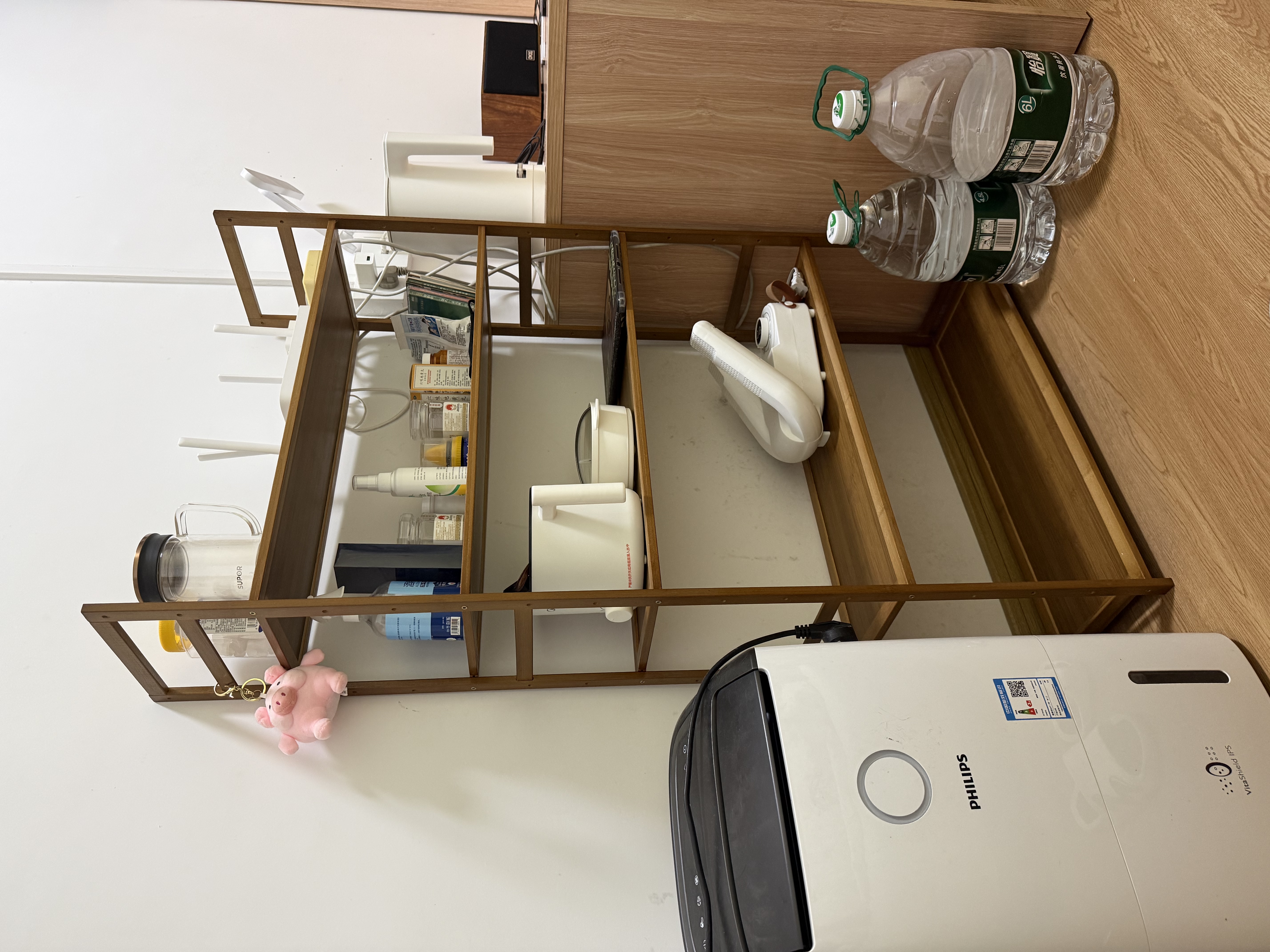 WAWJ厨房多层置物架卧室收纳架落地客厅多功能实木零食架简约货架子 茶色（全板）5层70长 实拍图