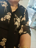 缇米媗母亲节妈妈夏装套装中老年女印花宽松大码雪纺衫七分袖T恤两件套 黑色花朵（单上衣）主 2XL 建议穿105-120斤 实拍图
