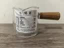 玻璃小奶盅带刻度带木手柄奶杯木柄奶盅司浓缩咖啡萃取量杯咖啡杯 双嘴 实拍图