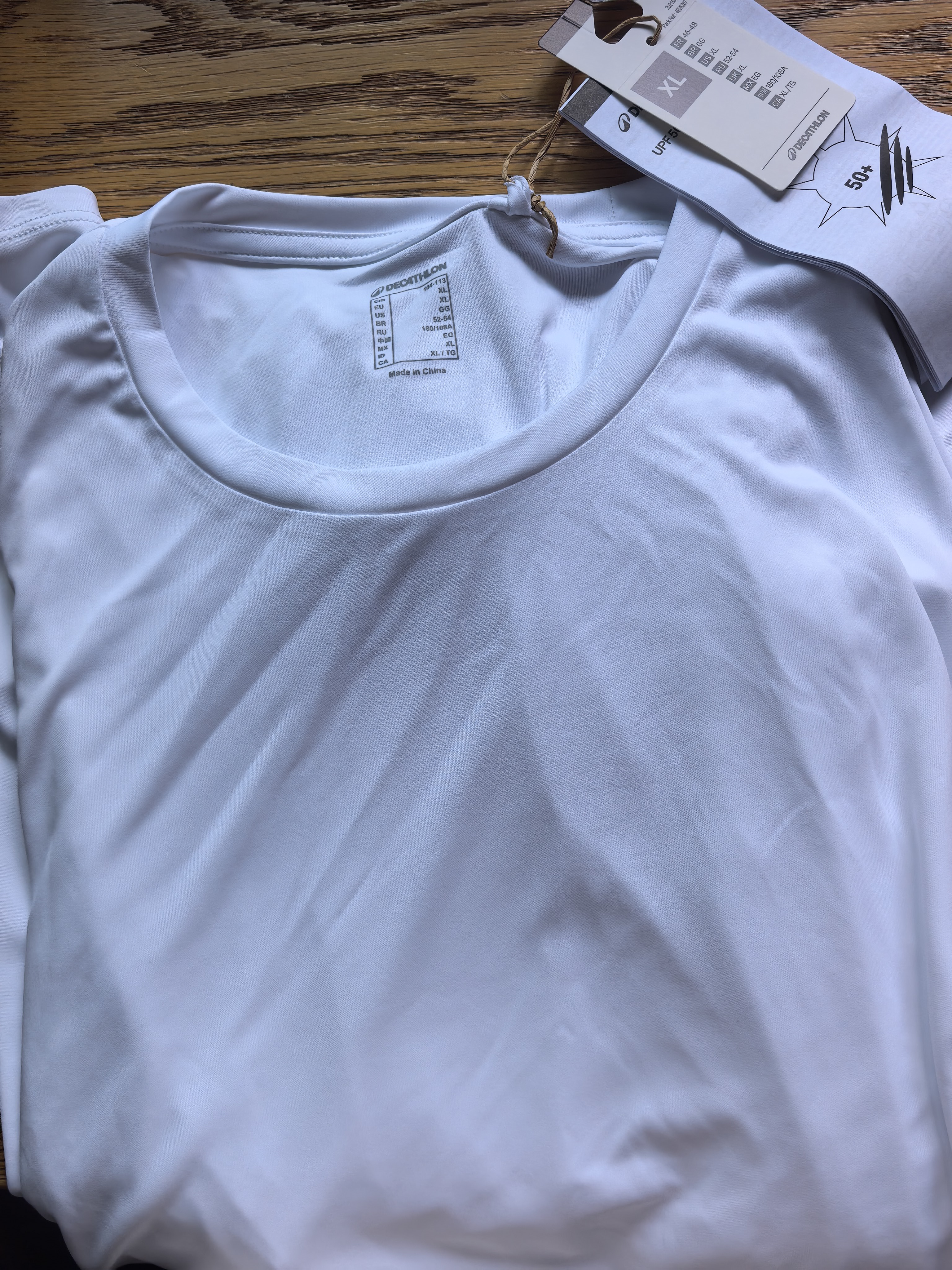 迪卡侬（DECATHLON）凉感长袖t恤男春夏季防晒跑步服男士打底衫运动跑步健身速干长袖 清新白 XL 实拍图