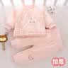 小三月男女宝宝夹棉衣服冬季婴儿加厚分体两件套装棉衣棉裤冬装棉服外穿 A107套装 黄+蓝 薄款 【超值2套装】 66 建议10-16斤 实拍图