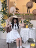 衣品元法式小飞袖白色连衣短裙女2026夏季新款翻领甜美公主千金风蓬蓬裙 白色 L （100-115斤） 实拍图