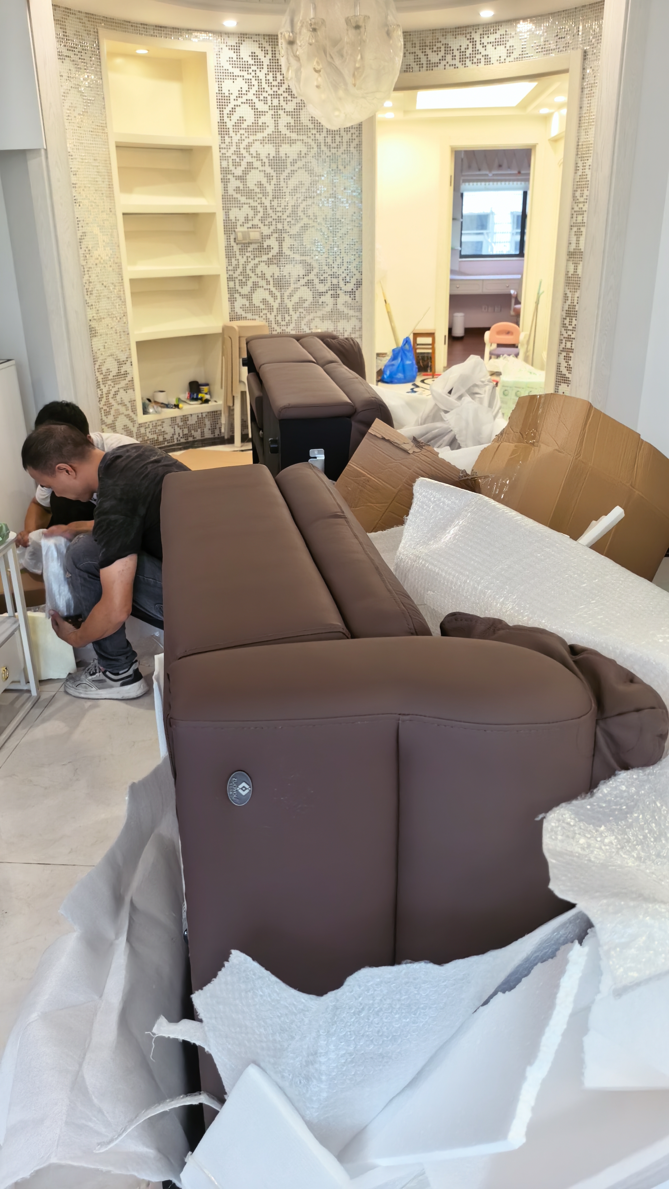 左右电动功能真皮沙发客厅轻奢意式可进扫地机零靠墙半青皮6072 实拍图