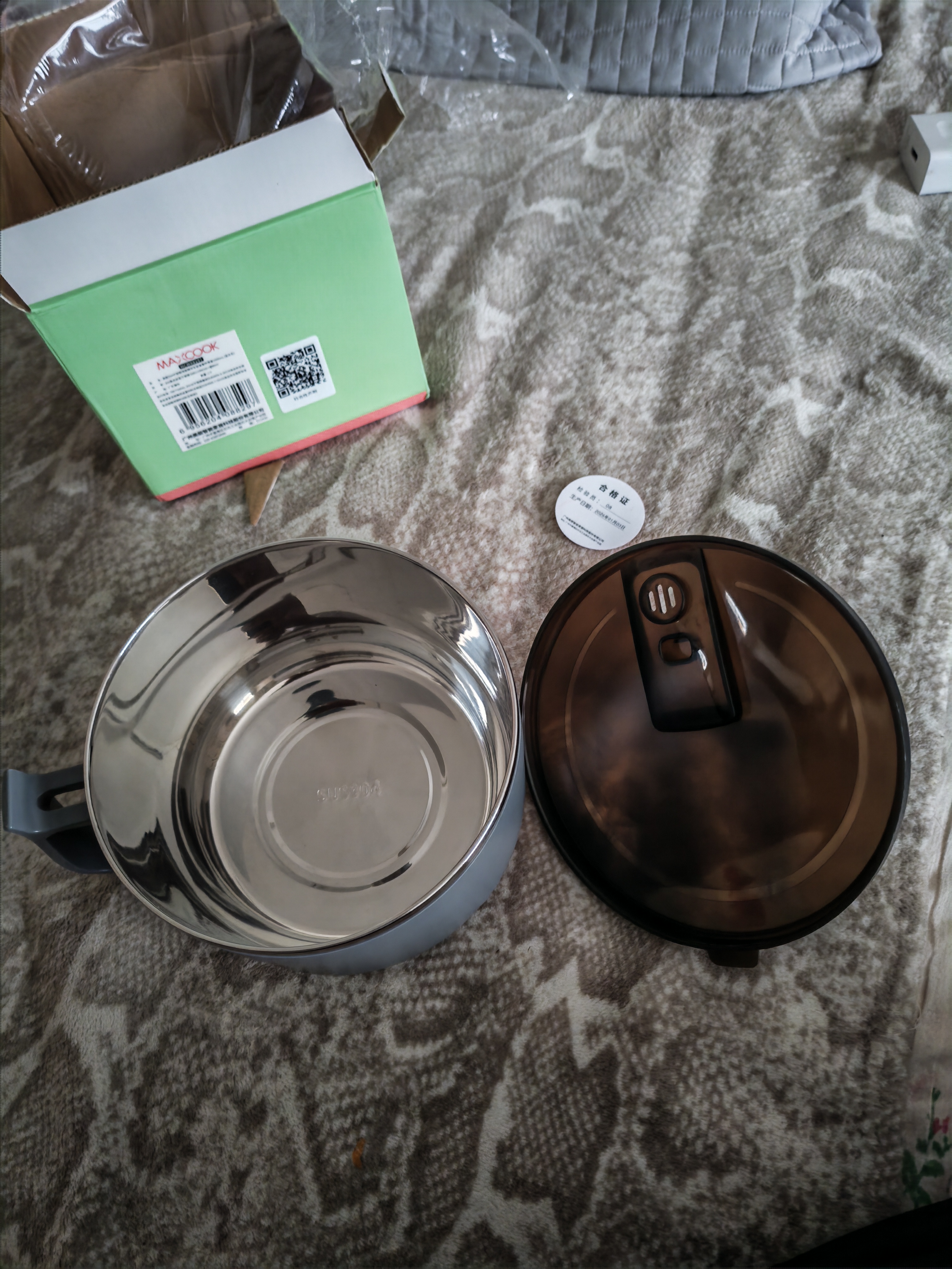 美厨（MAXCOOK）304不锈钢泡面碗 学生饭盒餐杯泡面杯1500ML 蓝灰色MCWA8297 实拍图
