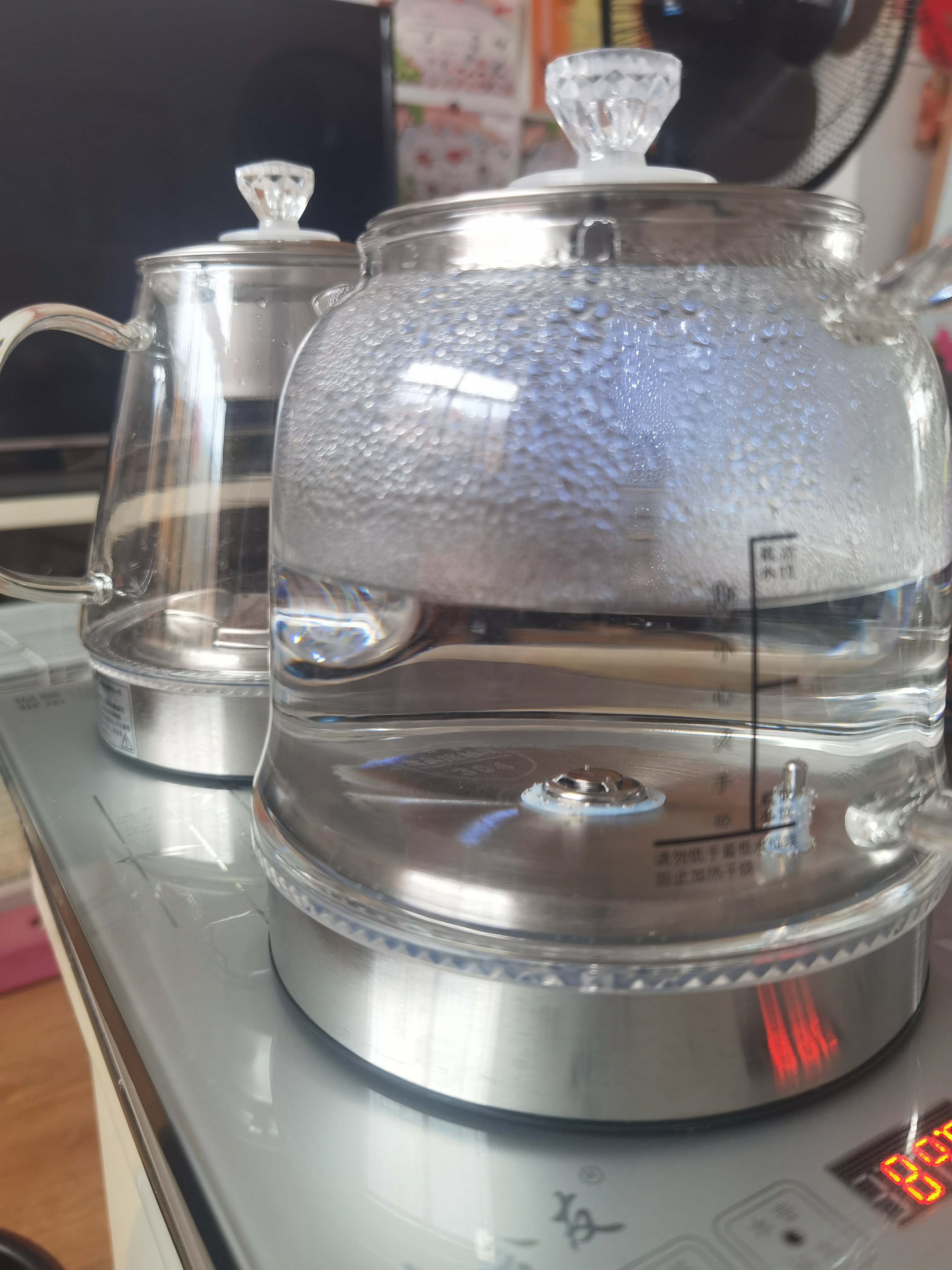 茶会友全自动上水电热水壶 茶台烧水壶 电茶壶煮泡茶家用办公一体茶桌嵌入式茶具电茶炉套装 1L 轻奢银-底部上水蒸茶款（37*20cm） 实拍图