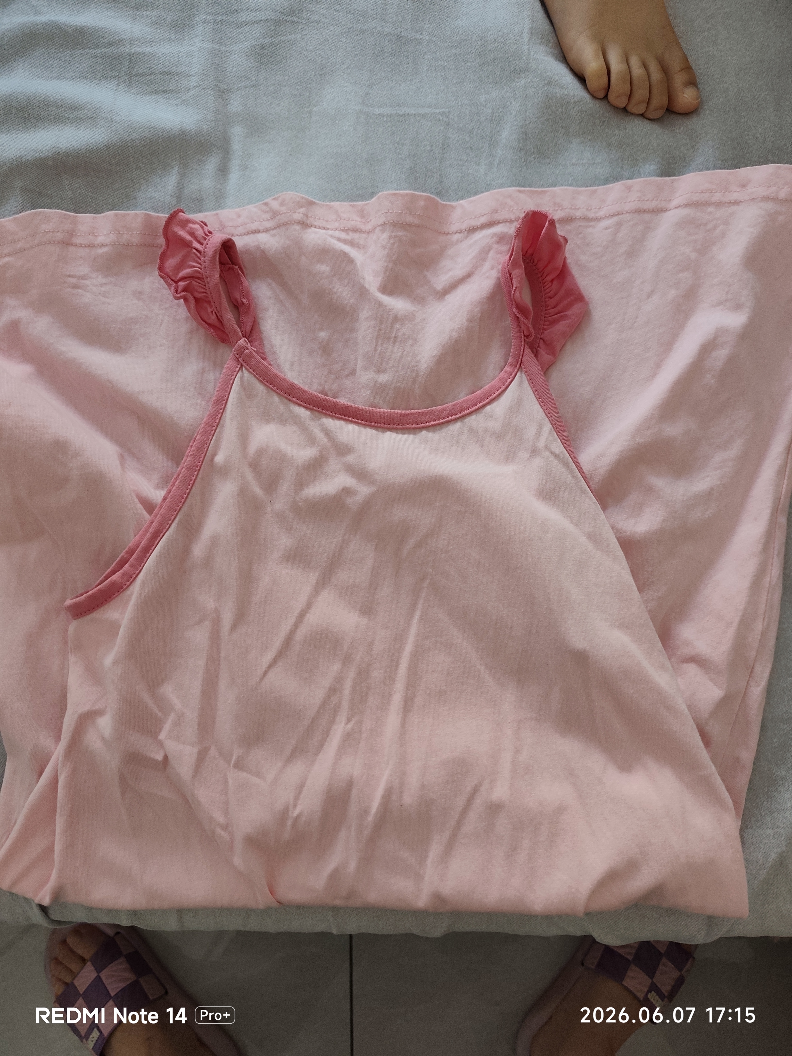 马克华菲童装女童吊带睡裙夏季纯棉睡衣儿童轻薄款家居服 桃粉拼浅粉 140 实拍图