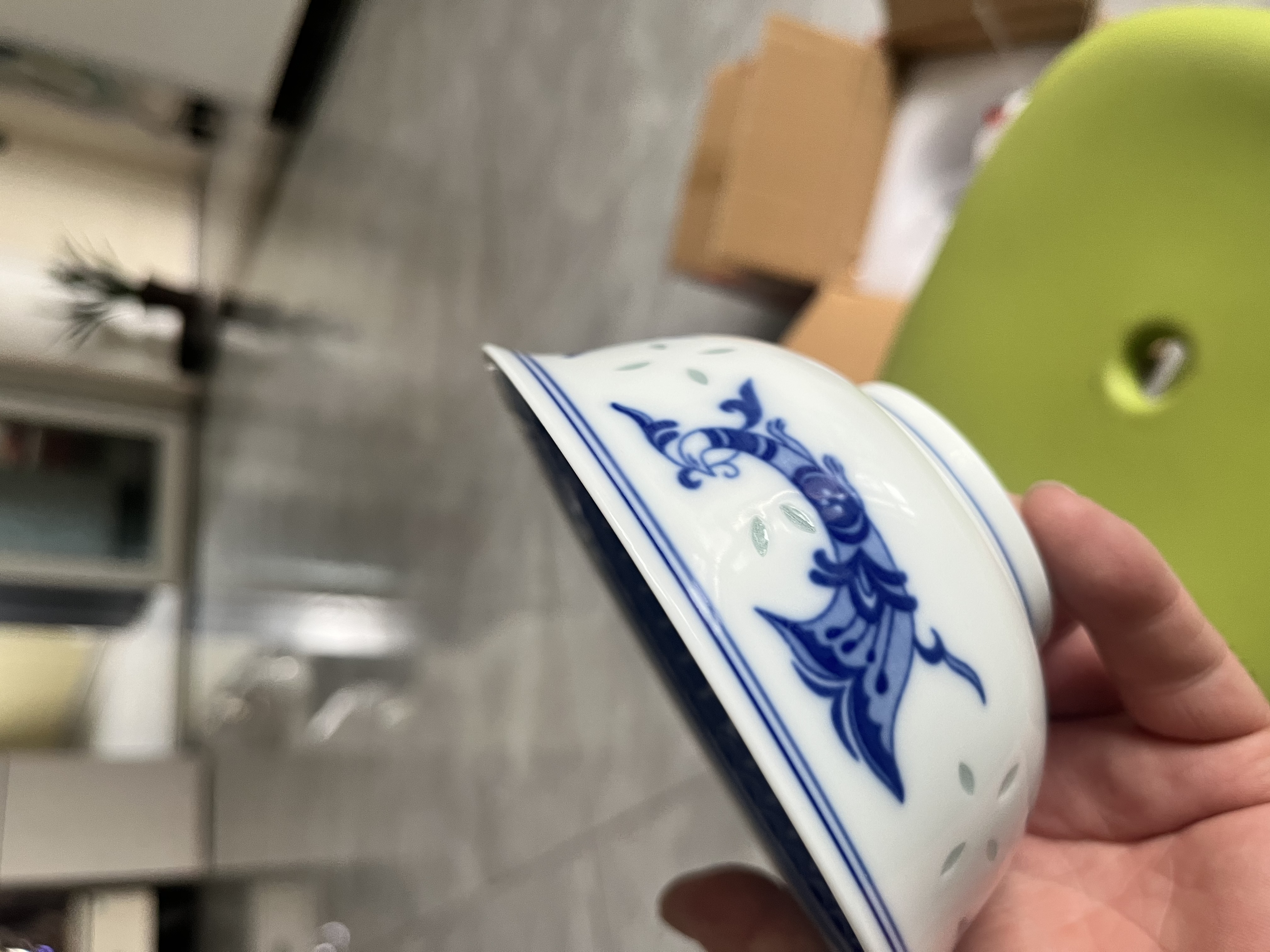 景德镇（jdz）高温釉下彩餐具白瓷饭碗汤碗鱼盘青花玲珑散件搬家礼物可微波炉 孔雀饭碗 3个 5英寸 实拍图