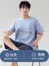 浪莎男士睡衣男夏季棉质薄款舒适可外穿家居服宽松套装2026新款蓝色 实拍图