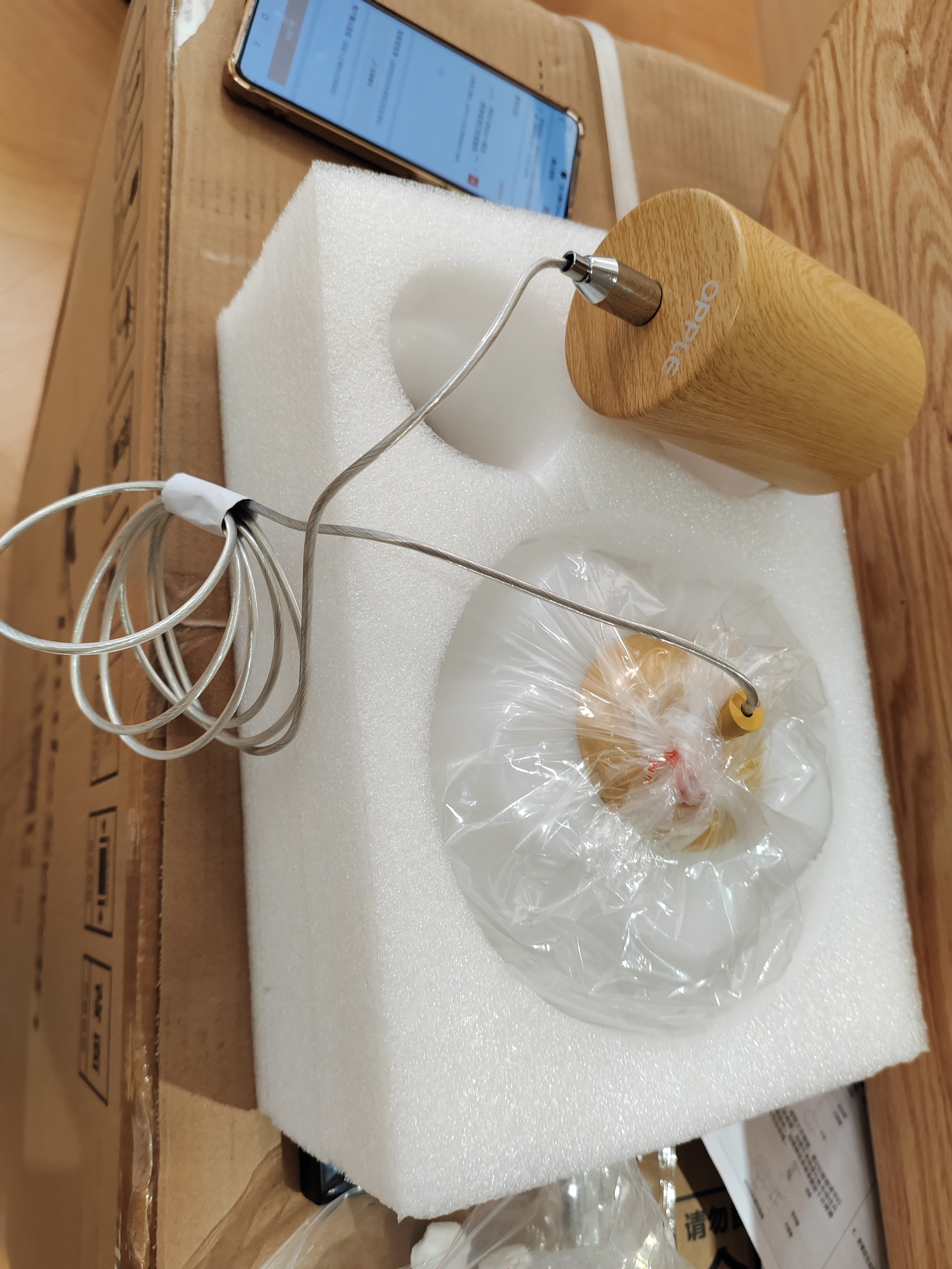 欧普照明（OPPLE）照明/奶油泡泡/原木奶油风吊灯Ra95智能白色客卧餐厅套餐DD 奶油泡泡【单头】床头吊灯 实拍图